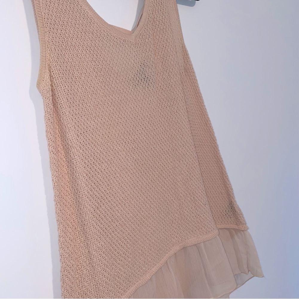 AUGUST SILK dusty pink color knit tank top | size S